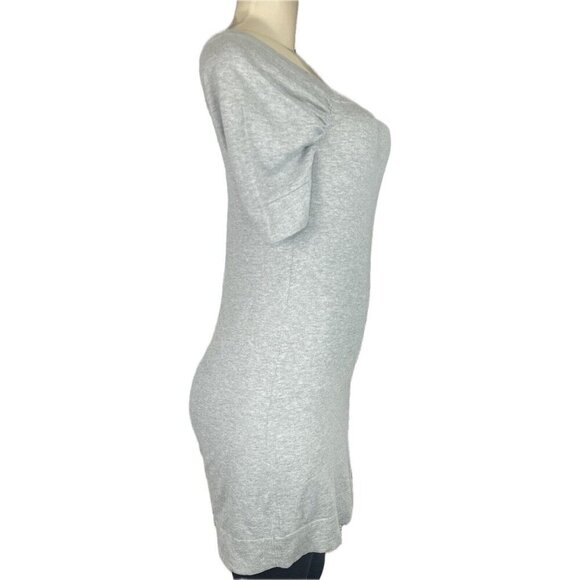 Banana Republic PS Gray Heather Square Neck Silk Cashmere Mix Short Sleeve Dress - Picture 3 of 6